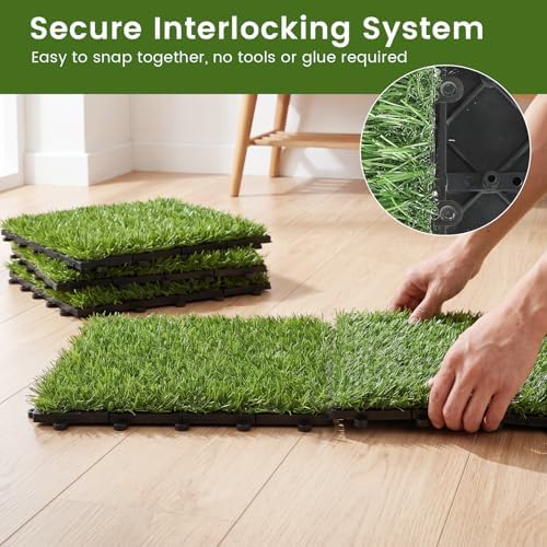 GIANTEX Artificial Grass Interlocking Deck Tiles, Snap-Together Outdoor Grass - Image 7