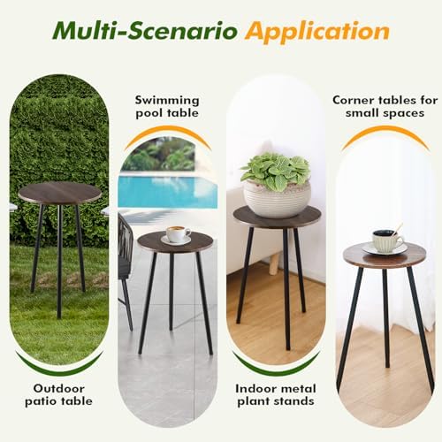 2-Pack Small Side Tables Outdoor Patio Round Accent Table Modern Indoor End - Image 6