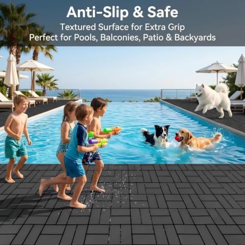 Plastic Interlocking Deck Tiles, 44 Pack, Non-Slip Patio Floor Decking Tiles - Image 5