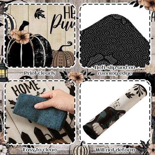 SATINIOR 3 Pcs Fall Kitchen Rugs and Mats Black Pumpkin Non Slip Floor Mats - Image 6