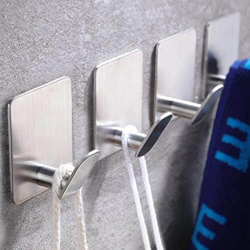 DELITON Adhesive Towel Hooks, SUS 304 Stainless Steel No Drill Shower Hooks by DELITON