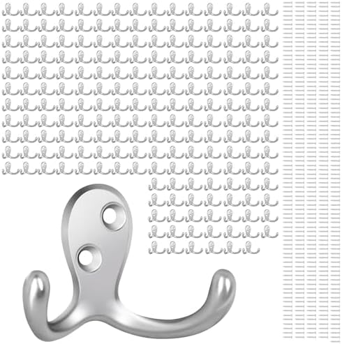 Homanu 180 Pack Silvery Coat Hooks Double Prong by Homanu