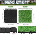 Treela 48 Pcs 12"x12" Plastic Interlocking Deck Tiles and Artificial Grass - Image 2