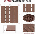 44 Pack Interlocking Deck Tiles, Plastic Patio Flooring（Texture） - Image 2