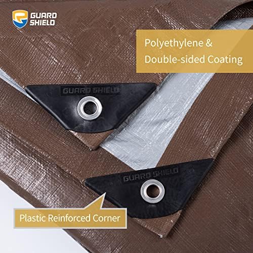 GUARD SHIELD Tarps Heavy Duty Waterproof 10x10 Feet Brown/Silver Poly Tarp - Image 2
