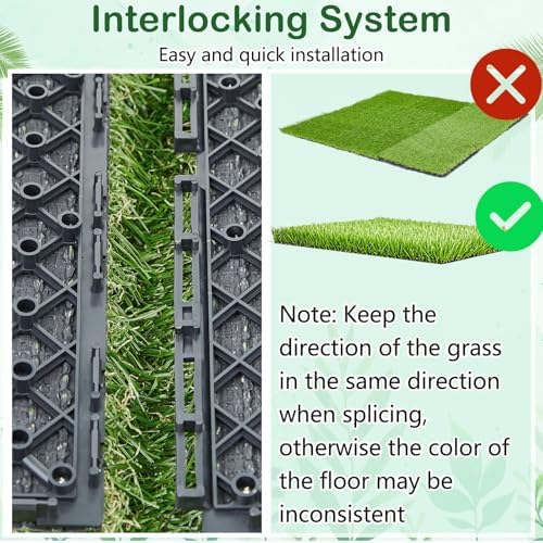 Windyun 72 Pack Artificial Grass Turf Interlocking Deck Tiles 12" x 12" Thick - Image 3