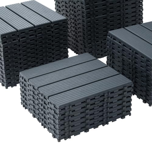 Plastic Interlocking Deck Tiles, 12 x 12 '' PP Resin, Non-Slip Drainage Holes - Image 2