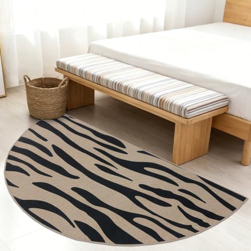 Half Round Easy Jute Rug 3x6Ft Zebra Stripe Carpet - Image 4
