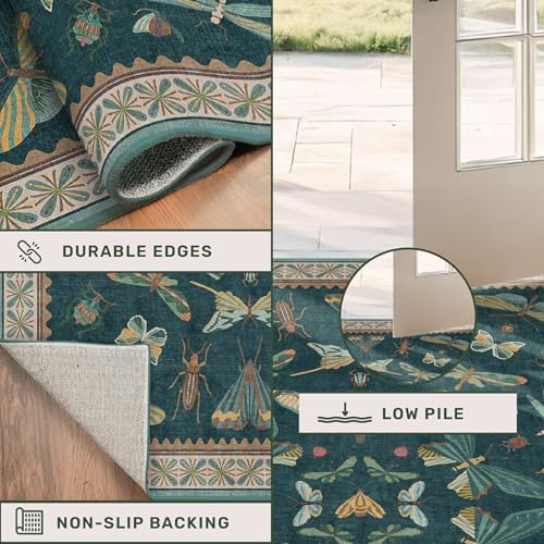Hazo Haus 2x10 Hallway Runner Rug, Washable Foldable Green Boho Carpet - Image 4