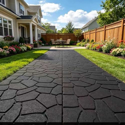 44 Pack Gray Stone Texture Interlocking Decking Tiles, 12x12 Waterproof Weather by JIATULUNVO