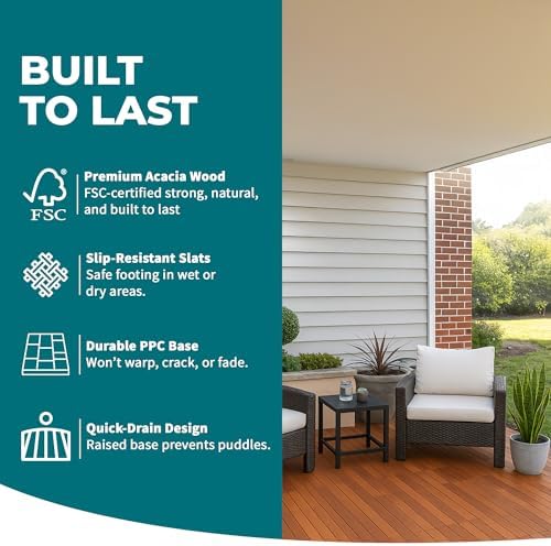 Bliss Outdoors Acacia Interlocking Deck Tiles - Image 3