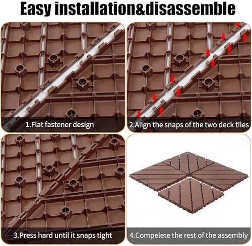 Plastic Interlocking Deck Tiles, 44 Pack, Non-Slip Patio Floor Decking Tiles - Image 3