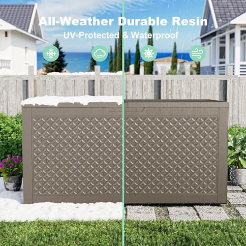PatioZen 121 Gallon Resin Deck Box, Lockable Outdoor Storage Box - Image 6