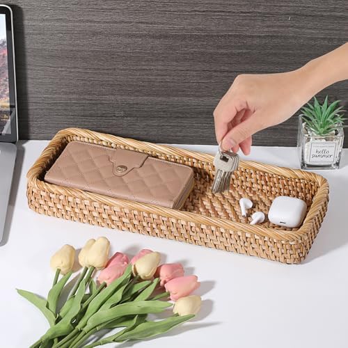 Hipiwe 15.8" Rattan Bathroom Basket Tray - Image 3