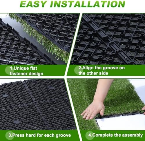 VANCASTLE Artificial Grass Tiles Interlocking Turf Squares Deck 9 Pack - Image 4