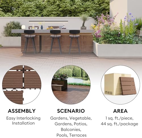 44 Pack Interlocking Deck Tiles, Plastic Patio Flooring（Texture） - Image 5