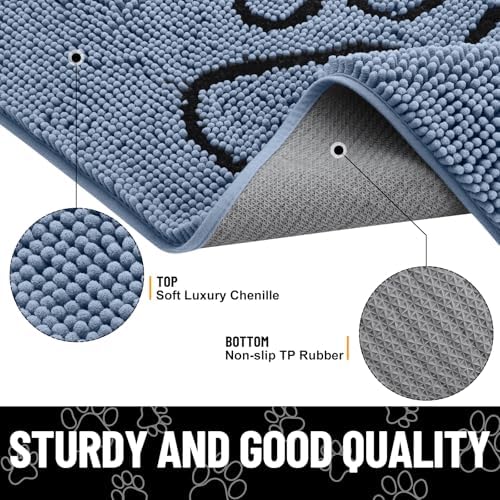 Smiry Dog Door Mat for Muddy Paws, Absorbent Non Slip Dirt Trapper - Image 3