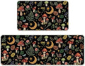 Mystical Forest Mushroom Moon Kitchen Rugs Set of 2 by Livcoz