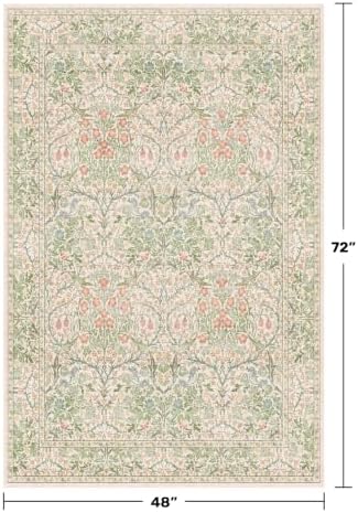 Beige Green 4x6 Washable Area Rug - Image 2