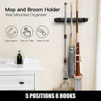 IMILLET 2 Pack Mop and Broom Holder, Wall Mount Organizer Storage Tool Rack - Image 3