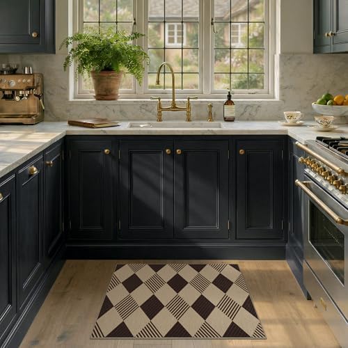 JTJ Easy Jute 2x3 Entryway Rug, Washable Non Slip Diamond Pattern - Image 3