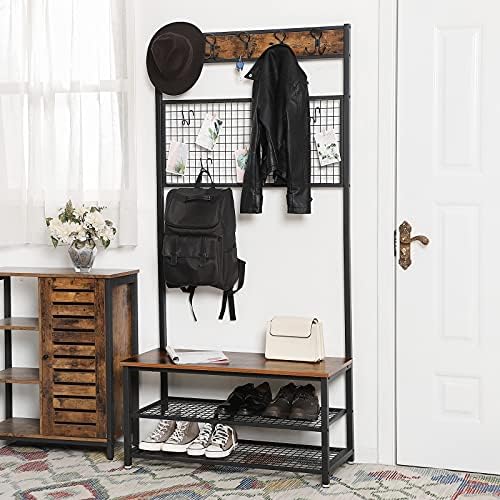 VASAGLE Coat Rack and Storage Bench, Hall Tree - Image 4