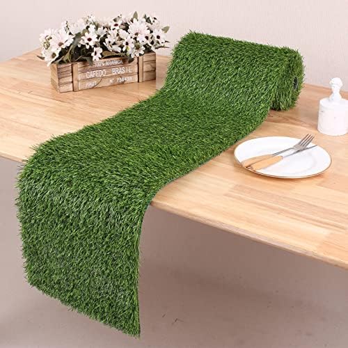 Kesfey 12 x 90 Inch Artificial Faux Grass Table Runner Green by kesfeyhigh-qualitygoods