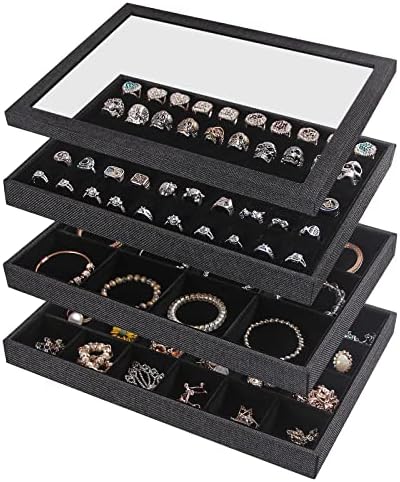 Julysky 4 Pcs/set Stackable Jewelry Organizer Trays by Julysky
