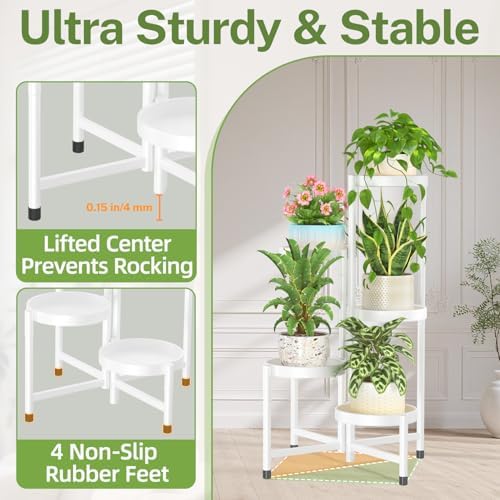 iDavosic.ly Plant Stand Indoor Outdoor, 5 Tier Metal Corner Shelf - Image 4