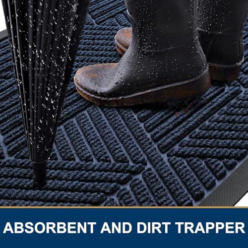 Smiry Front Door Mat Outside Entrance, Low Profile Rubber Doormat - Image 3