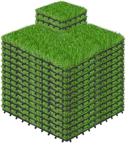 54 PCS Interlocking Artificial Grass Tiles by SkillMaid