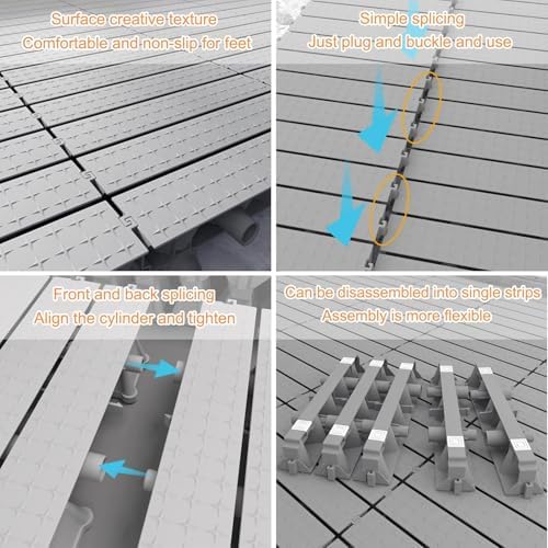 6 Pcs Bathroom Raised Floor Mat, Square Drain Shower Mat - Image 3