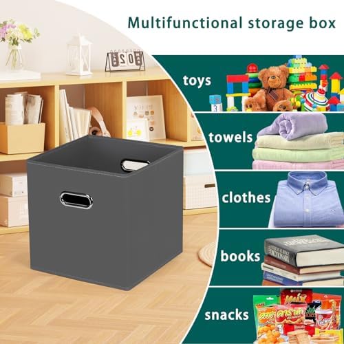 Black Foldable Storage Cubes Bins, Fabric Storage Box Cubes Organizer Baskets - Image 3