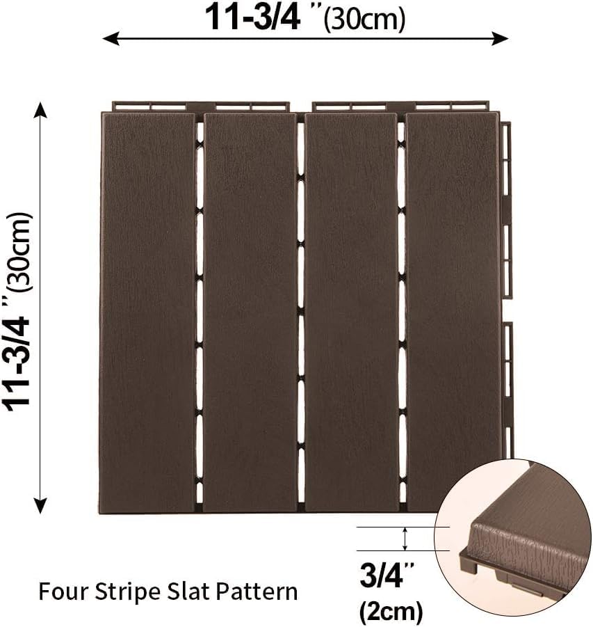 Domi Plastic Interlocking Deck Tiles, 36 Pieces One Pack, Dark Brown - Image 3