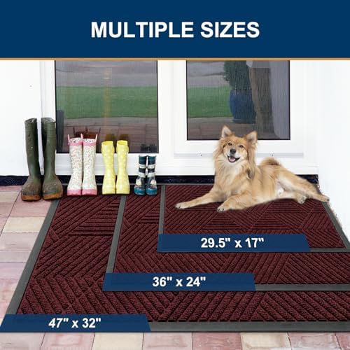 Smiry Front Door Mat Outside Entrance, Low Profile Rubber Doormat - Image 2