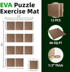 Art3d 12-Pack 24"x24" EVA Interlocking Exercise Mats, 48 Sq.Ft, Dark Walnut - Image 2