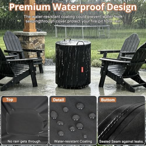 QH.HOME Fire Pit Cover for Ninja Fireside 360 Fire Pit 600D 100% Waterproof - Image 3