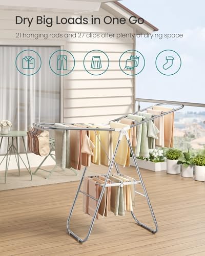 SONGMICS Clothes Drying Rack, Foldable Metal Airer, 19.3 x 51.2 x 39.4 in - Image 3