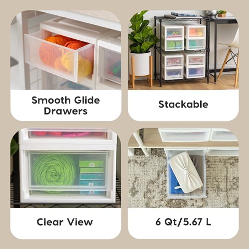 IRIS USA 8-Pack, 6 Qt. Small Stacking Drawer Storage Organizer - Image 4
