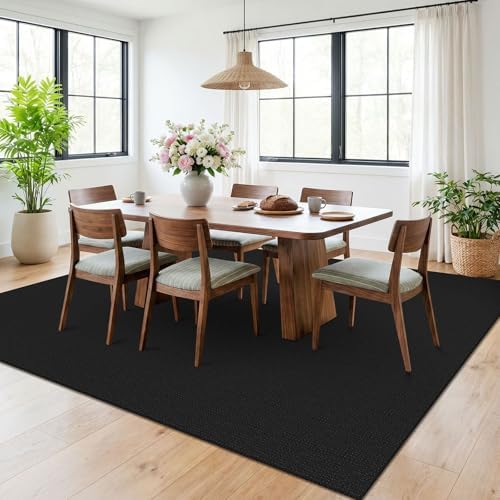 KOZYFLY Black 6x9 Dining Room Rugs, Washable Area Rug - Image 2