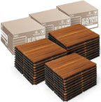 Tranquillo Interlocking Deck Tiles 12”x12”, Acacia Wood Patio Tiles, Waterproof by Tranquillo