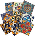 9 Mixed Designs Real Ceramic A1 Quality Talavera Mexican Tile 4x4 " Sampler by Unknown