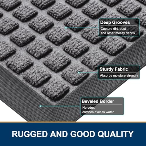 Smiry Front Door Mat Outside Entrance, Natural Rubber Doormat, 47x23 Inch - Image 3