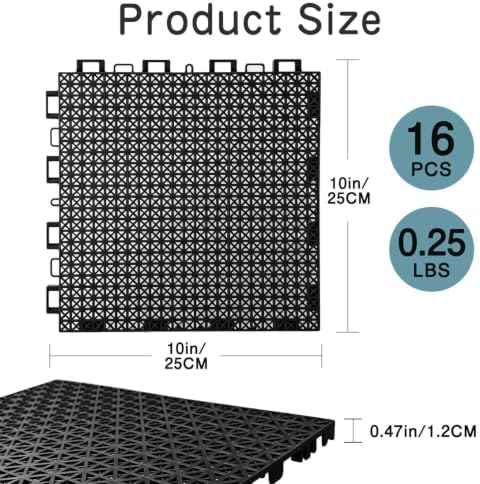16 PCS Modular Interlocking Cushion Drainage Floor Tiles 10" x10 - Image 2