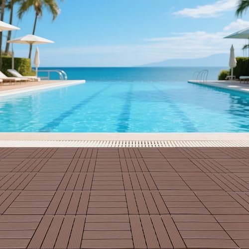 44 Pack Plastic Interlocking Decking Tiles, 12x12 Inch Waterproof Outdoor Floor - Image 4