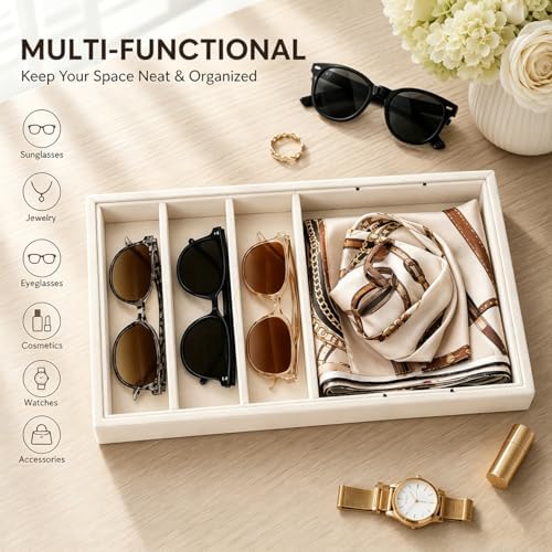 GUOER Sunglass Organizer 2 Pack 12-Slot Velvet Eyeglass Storage Trays - Image 5