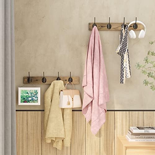 VERTORGAN 2 Pack Wall Mounted Wooden Hat Rack, 4 Hooks Entryway - Image 3