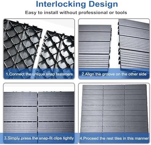 9 PCS 12x12 Inch Plastic Interlocking Deck Tiles - Image 3