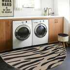 Half Round Easy Jute Rug 3x6Ft Zebra Stripe Carpet by Lacomfy