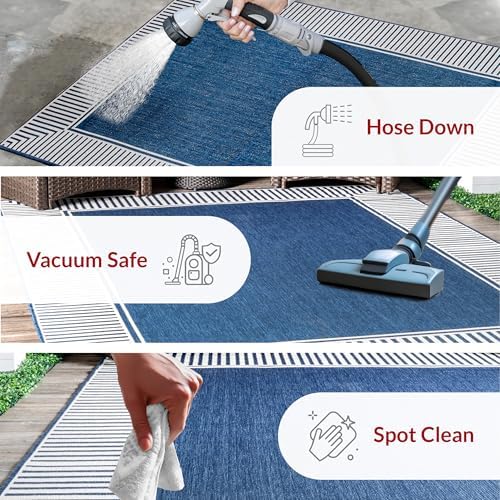 nuLOOM Asha Navy Bordered Power Loomed Indoor/Outdoor Area Rug - Image 6